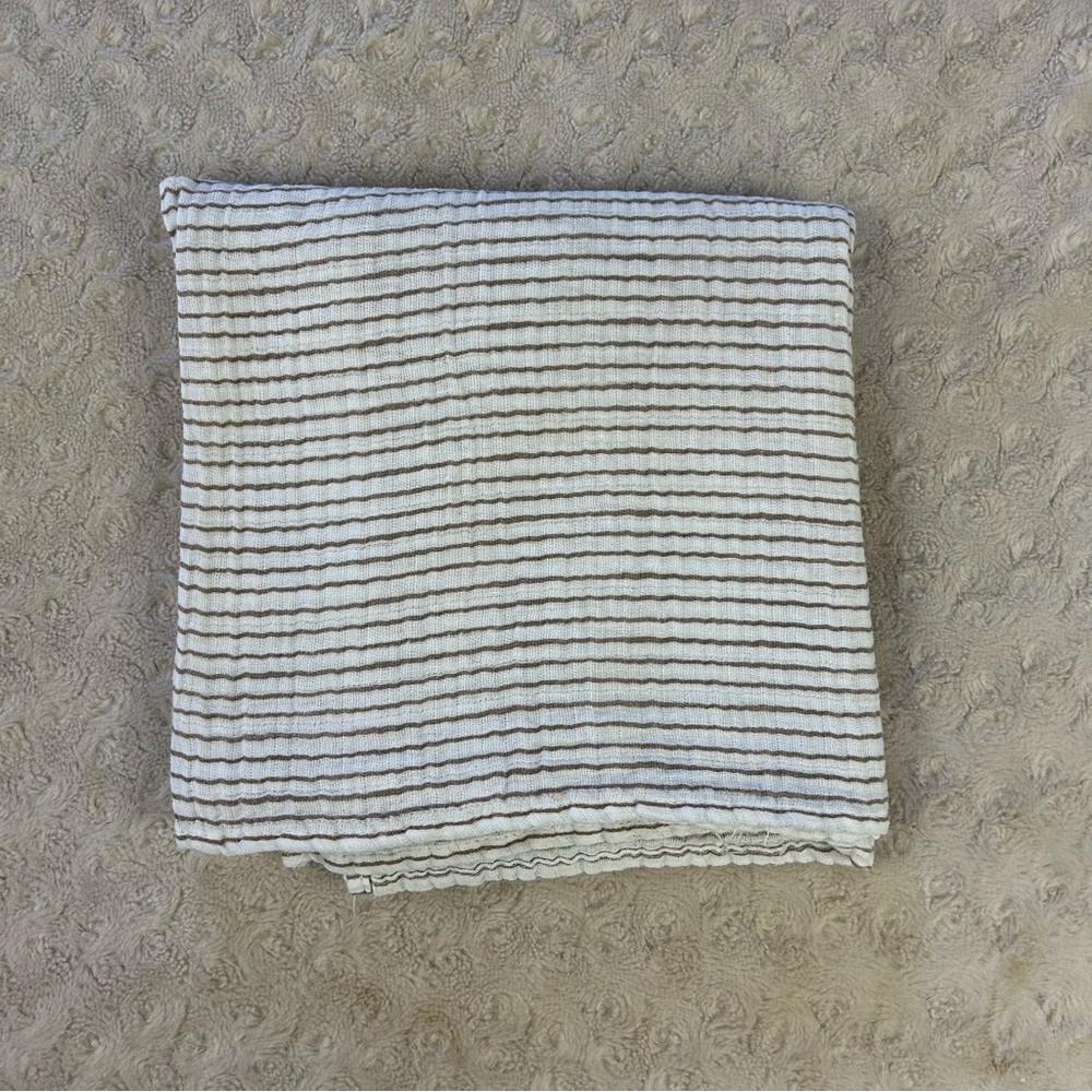 Chick Pea Tan White Stripes Baby Swaddle Blanket Muslin Cotton chickpea